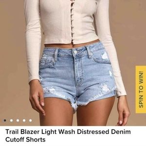 Trail Blazer Light Wash Distressed Denim Cutoff Shorts - Size small
